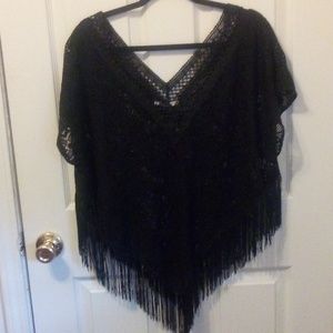 Lace poncho pull over blouse